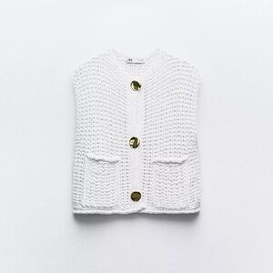 Zara White Chunky Knit Vest